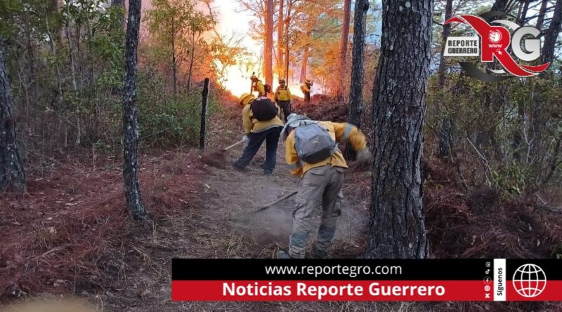 Avanzan trabajos de combate al incendio del cerro Alquitrán en Chilpancingo 