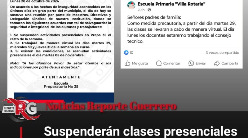 Suspenderán clases presenciales toda la semana escuelas de Tecpan, por violencia